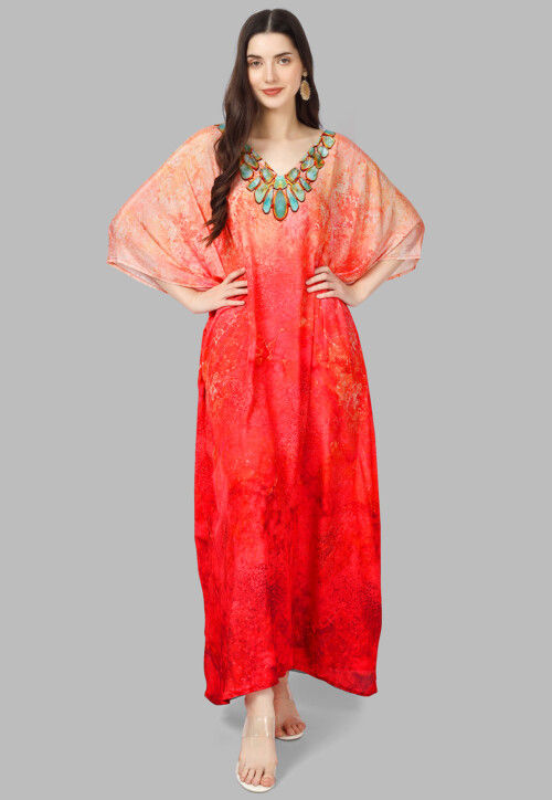 strapless open back dress Women's Loose Turkish Round Neck Printed Kaftan Maxi Dress  Ragthm