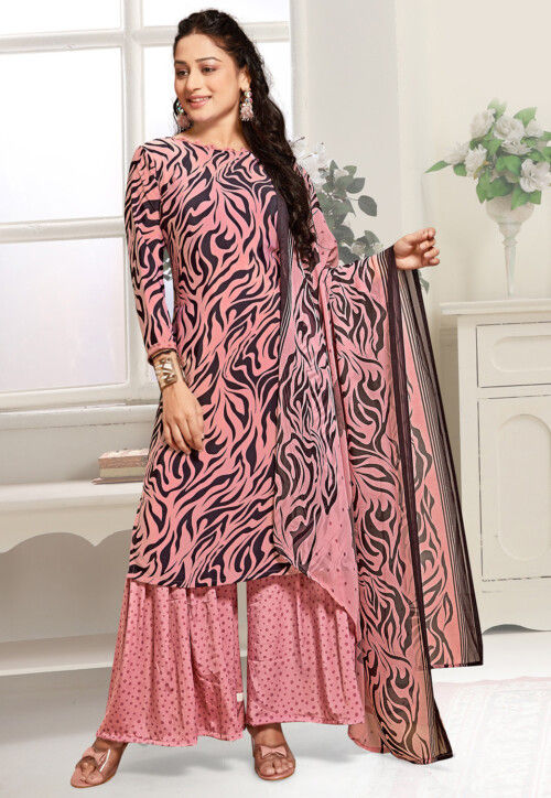 Peach and black pakistani dress 2025