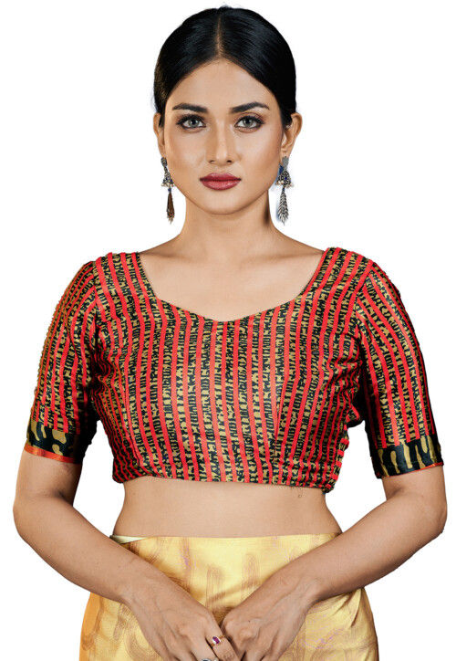 Digital Printed Crepe Saree in Orange