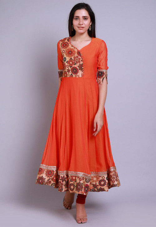 Orange anarkali kurta on sale