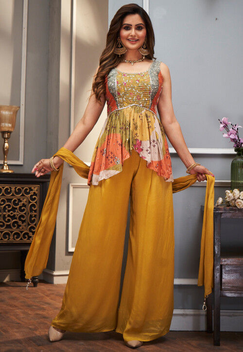 Light Green Traditional Embroidered Palazzo Pant Suit | Pantsuit, Kurti  designs, Designer dresses