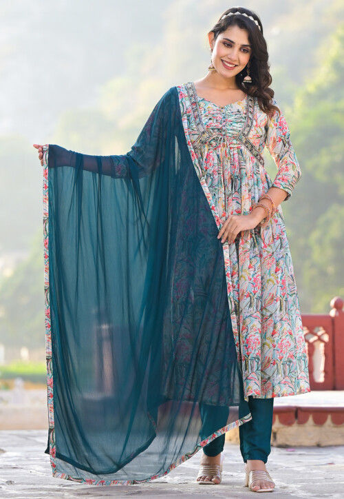 Digital Printed Georgette Pakistani Suit in Multicolor
