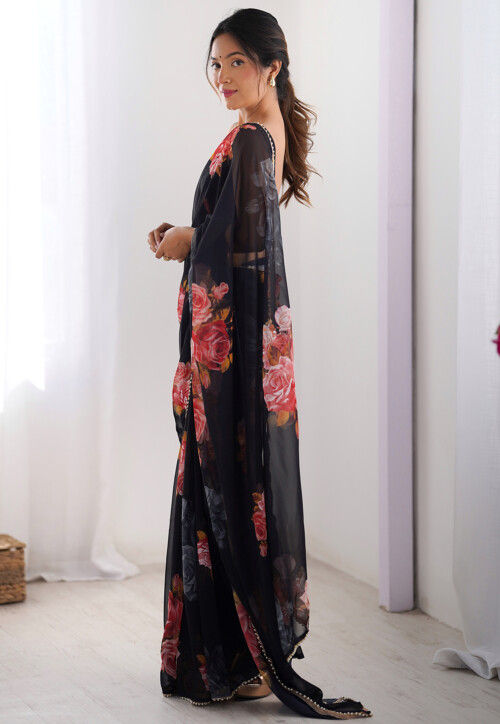 Digital Printed Georgette Saree main image 1