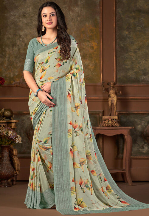Shop 3D Velvet Silk Shaded Color Saree with Embroidery Fancy Blouse