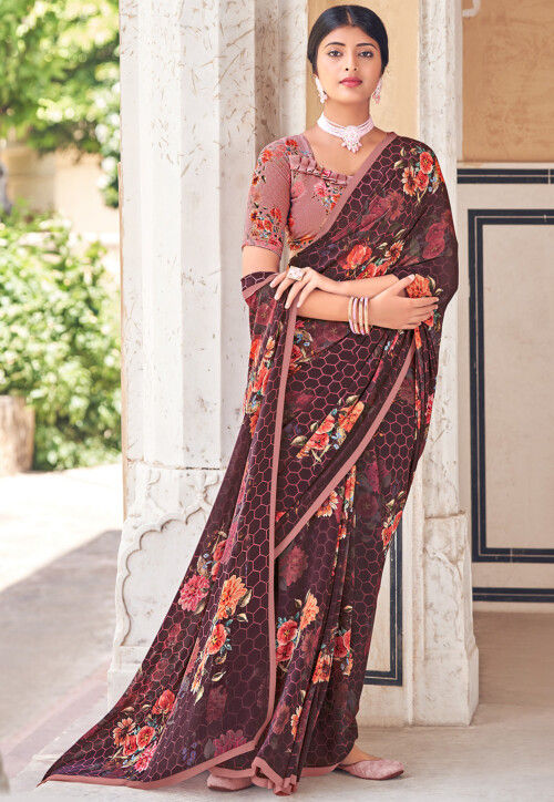 Faux Georgette Sarees with Unstitched Blouse and Luxurious Inner