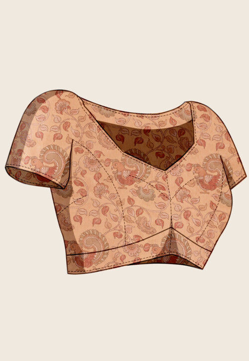 Digital Printed Linen Saree in Beige