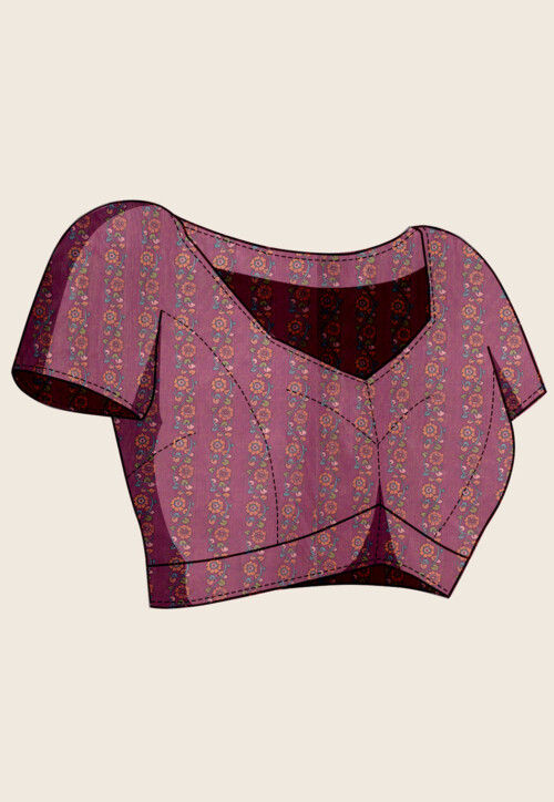 Digital Printed Linen Saree in Peach