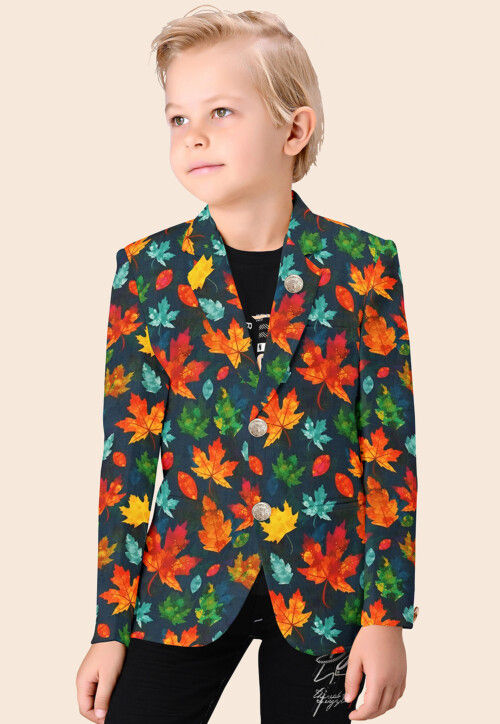 Buy Digital Printed Modal Satin Blazer in Navy Blue Online UNJ1929 Utsav Fashion
