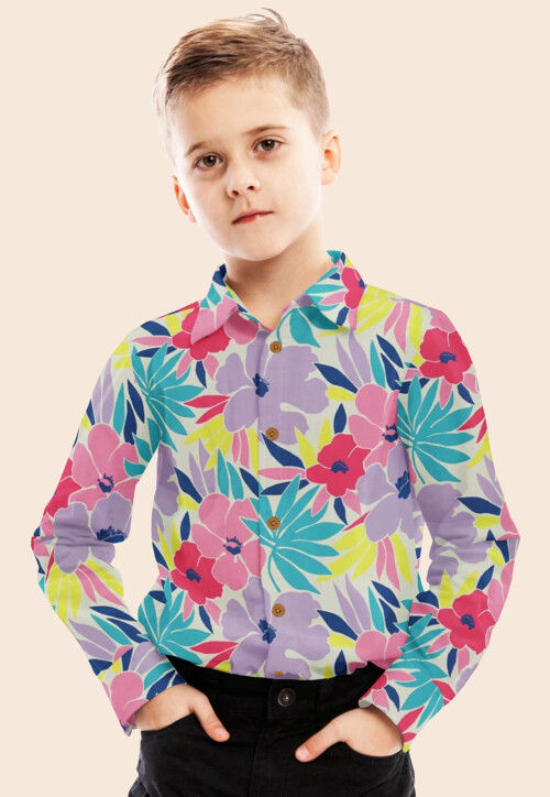 Digital Printed Modal Satin Shirt in Multicolor