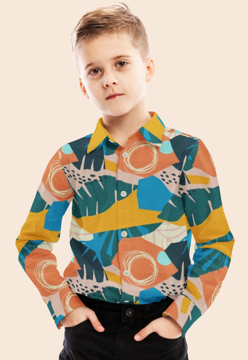 Digital Printed Modal Satin Shirt in Multicolor