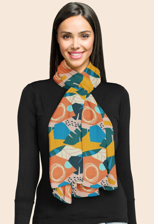Digital Printed Modal Satin Stole in Multicolour