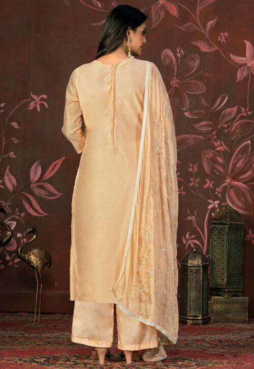 Digital Printed Modal Silk Pakistani Suit in Beige