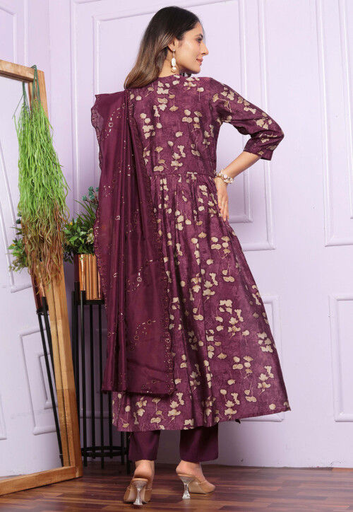Digital Printed Modal Silk Pakistani Suit in Purple