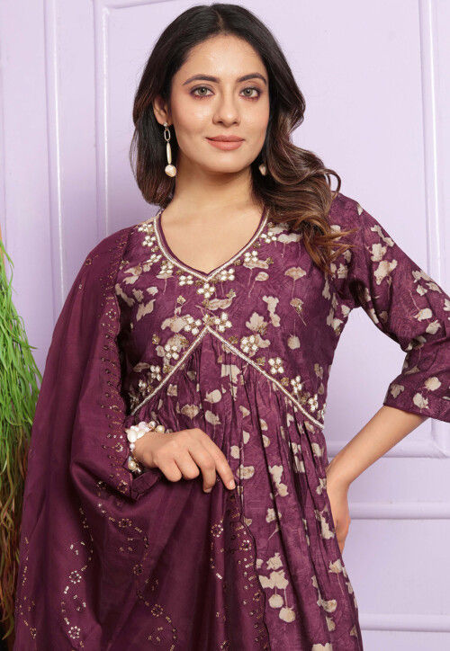 Digital Printed Modal Silk Pakistani Suit in Purple