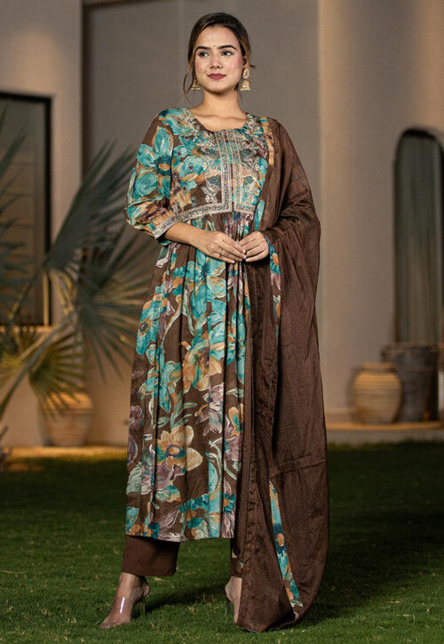 white christmas dresses Mulmul Cotton Dress In Floral Block Print main image 1