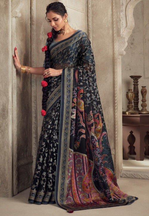 Vipul Orange Chiffon Brasso Print With Lace Saree 40326 in Surat at best  price by Vipul Industries Pvt Ltd - Justdial