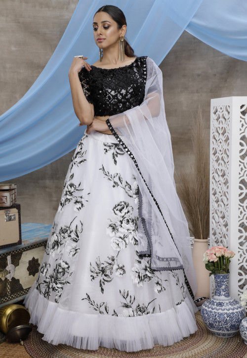 Black & White color Cotton Silk Navratri Special 2023 Lehenga choli  collection