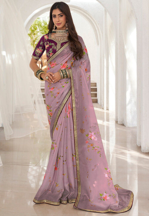 Party Wear Off White Organza Saree adorned by Rimmi Yadav