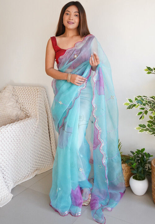 Sky Blue Saree – LIBAS CAFE