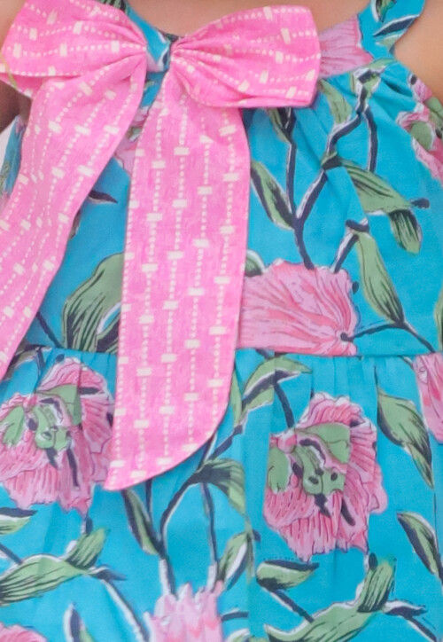 Digital Printed Pure Cotton A Line Kurta Set in Blue