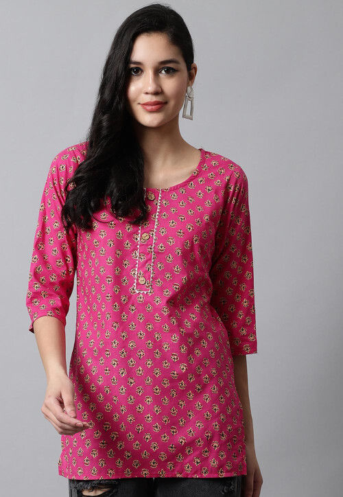 Short Kurti For Women in Hand Block Print Cotton | Made To Order