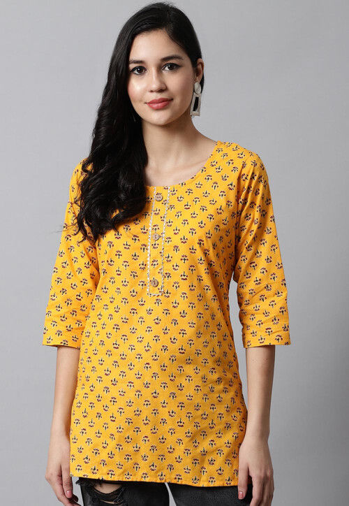 Buy Short Kurti for Women Rayon Cotton Printed Kurta Women Tunic Tops  (XXXL, Green) at Amazon.in
