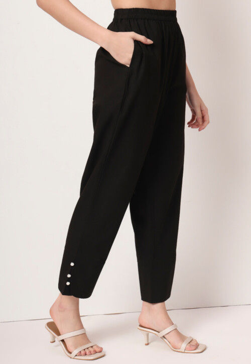 Digital Printed Pure Cotton Straight Kurta Set in Black