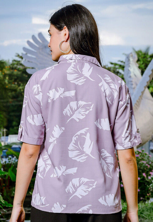 Digital Printed Rayon Cotton Top in Light Purple