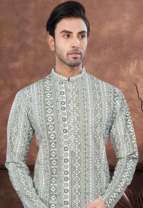 Digital Printed Rayon Kurta Set in Green