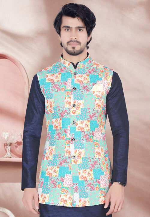 Multi-Colored Muslin Printed Nehru Jacket Design by Mayank Modi at Pernia's  Pop Up Shop 2024