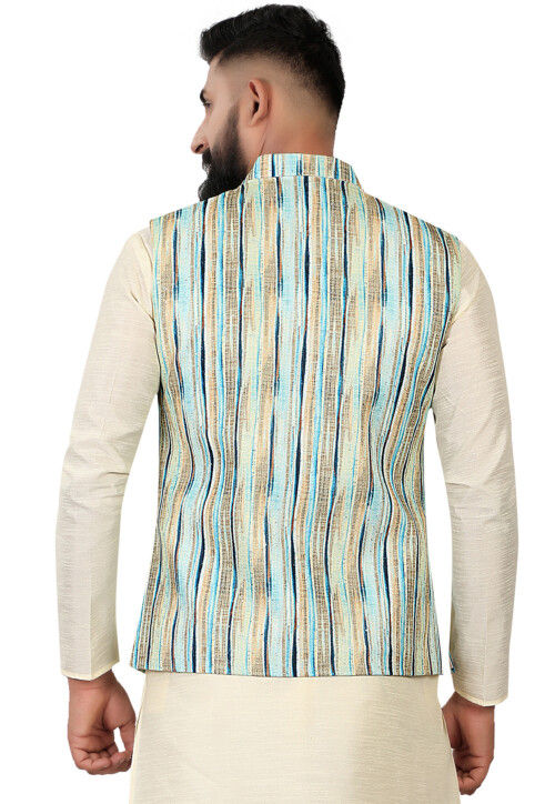Digital Printed Rayon Nehru Jacket in Multicolor