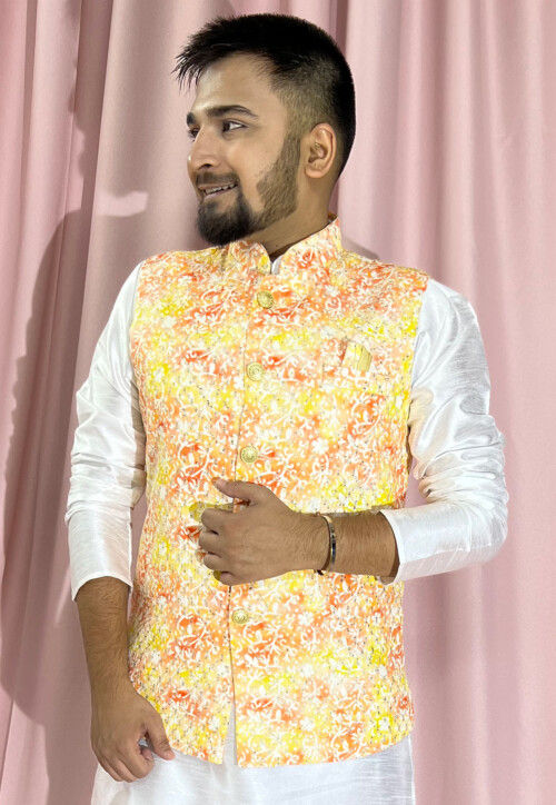 Yellow nehru best sale jacket