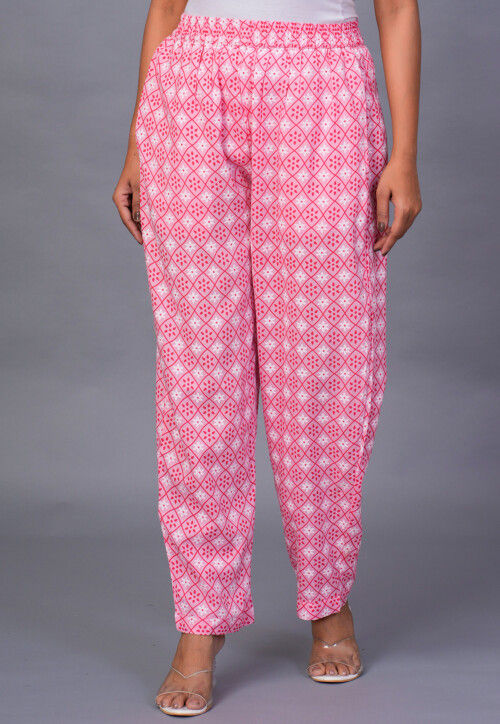 Digital Printed Rayon Pant in Pink