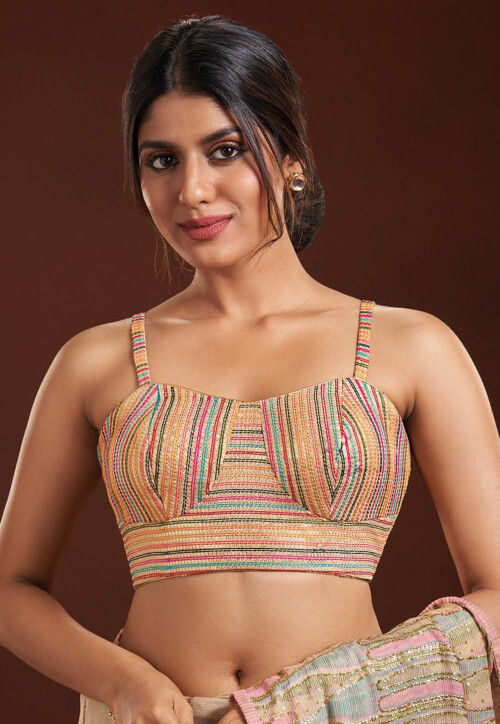 Multicolor - Zari - Readymade Saree Blouse Designs Online: Buy Fancy Blouses  at Utsav Fashion