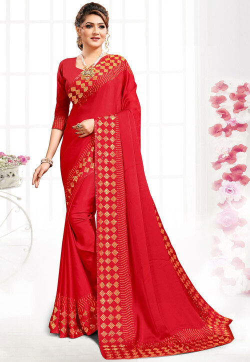 Buy Cherry tex Self Design Bollywood Satin Pink Sarees Online @ Best Price  In India | Flipkart.com