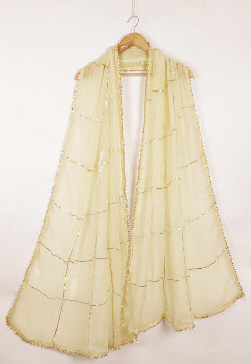 Embellished Chiffon Dupatta in Cream