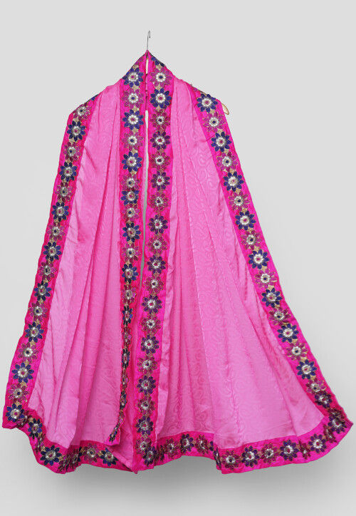 Embellished Chiffon Jacquard Dupatta in Light Pink