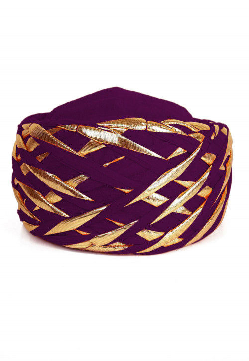 Embellished Cotton Turban in Purple