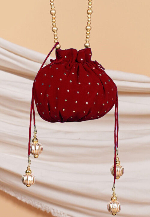 Maroon potli bag hot sale