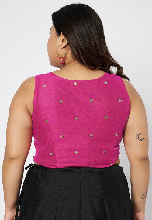 Embellished Net Blouse in Pink