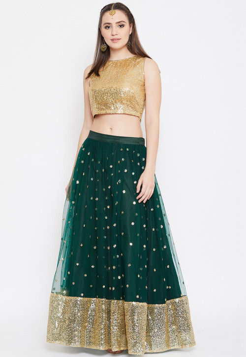 Green skirt with golden top