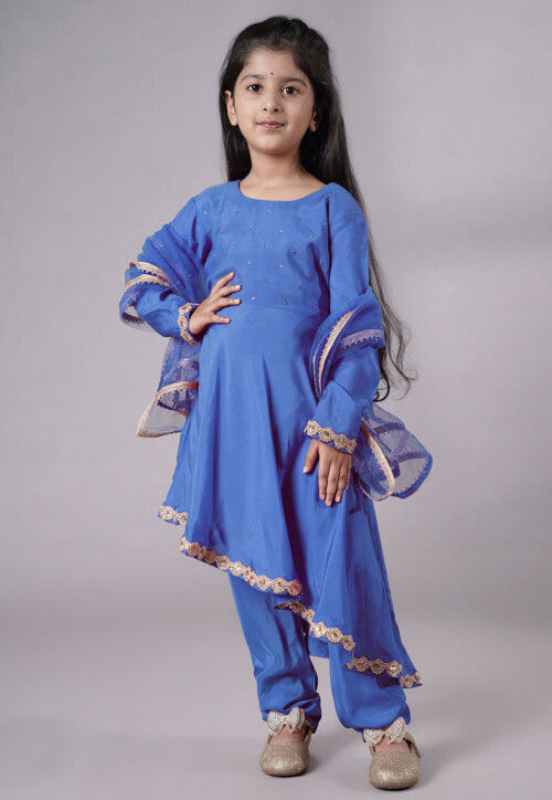 Embellished Shantoon Punjabi Suit in Light Blue