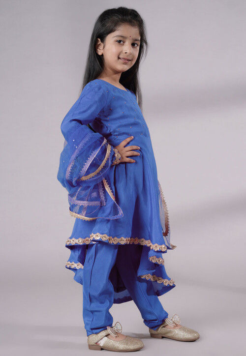Embellished Shantoon Punjabi Suit in Light Blue