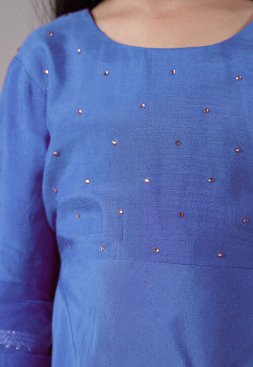 Embellished Shantoon Punjabi Suit in Light Blue
