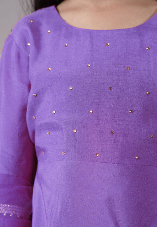 Embellished Shantoon Punjabi Suit in Light Purple