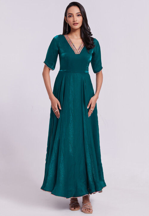 slim fit dress slacks Tracy Studio Green Strapless Stone Embellished Dress main image 0