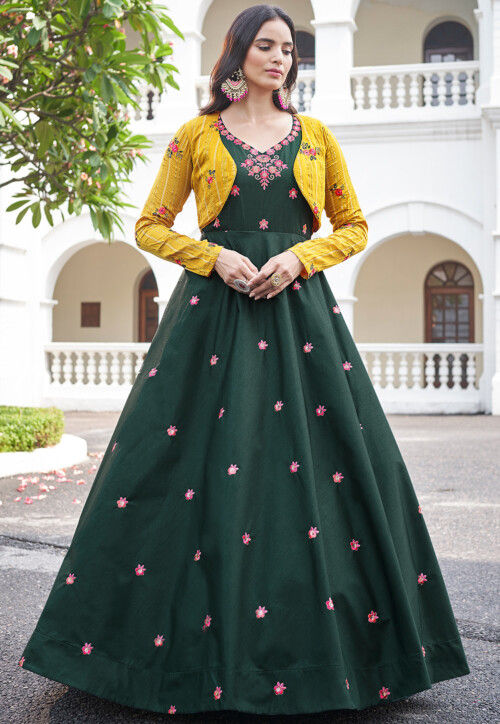 Maroon Color Art Silk Anarkali Gown