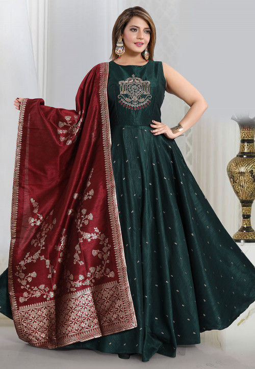 Amazing Green Color Georgette Casual Wear Gown