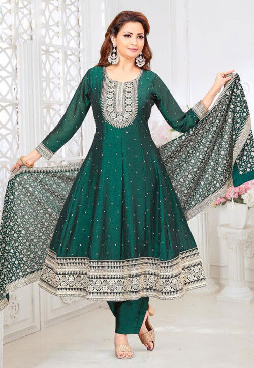 slim fit dress slacks Buy Purple Embroidered Front Slit Style Anarkali Suit Online in USA main image 1