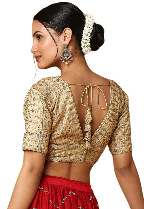 Buy Embroidered Art Silk Blouse in Beige Online UVC986 Utsav Fashion